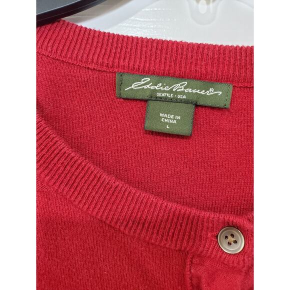 Eddie Bauer Christine Long Sleeve Womens Cardigan Sweater Red Size LG - Picture 2 of 12